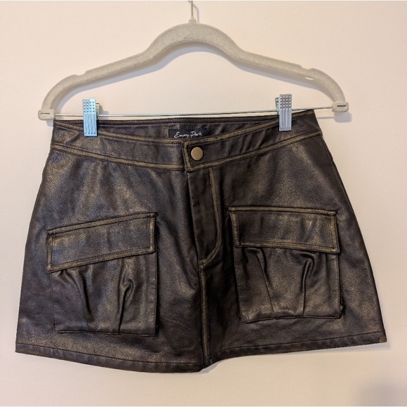 Black Faux Leather Women Shorts - Picture 1 of 5